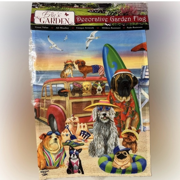 🍄NEW Dog Days Of Summer 12.5” X 18” Garden Flag Briarwood Lane Multicolor Beach - Picture 2 of 6